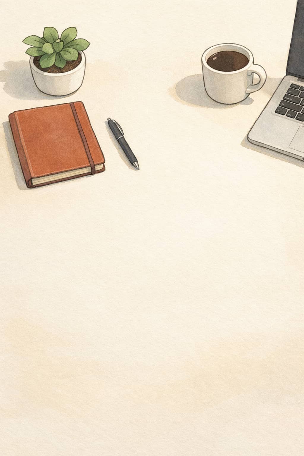A clean desk with clear space and only a few essentials