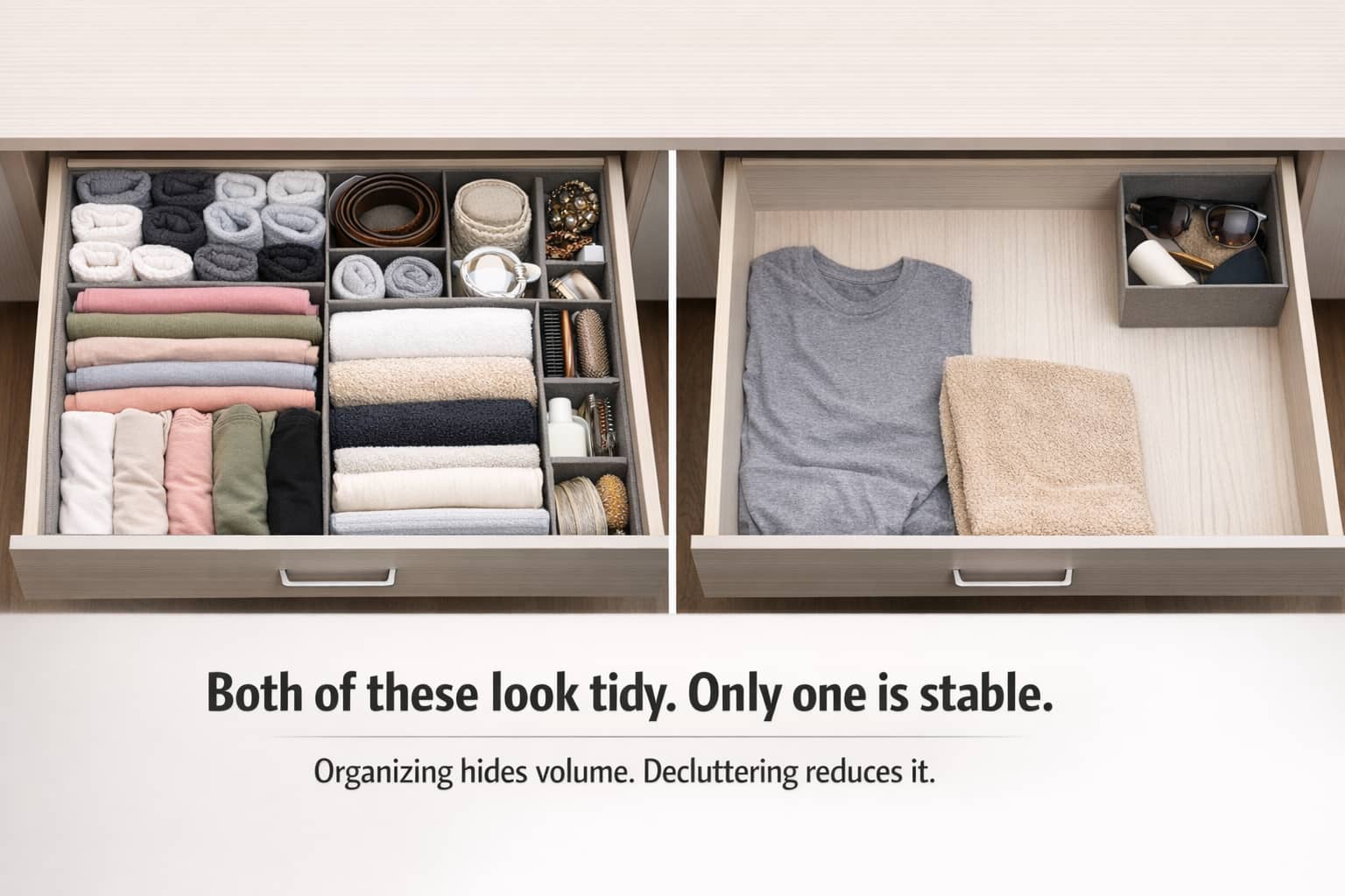 A beautifully organized drawer filled to the edge with containers and neatly packed items.