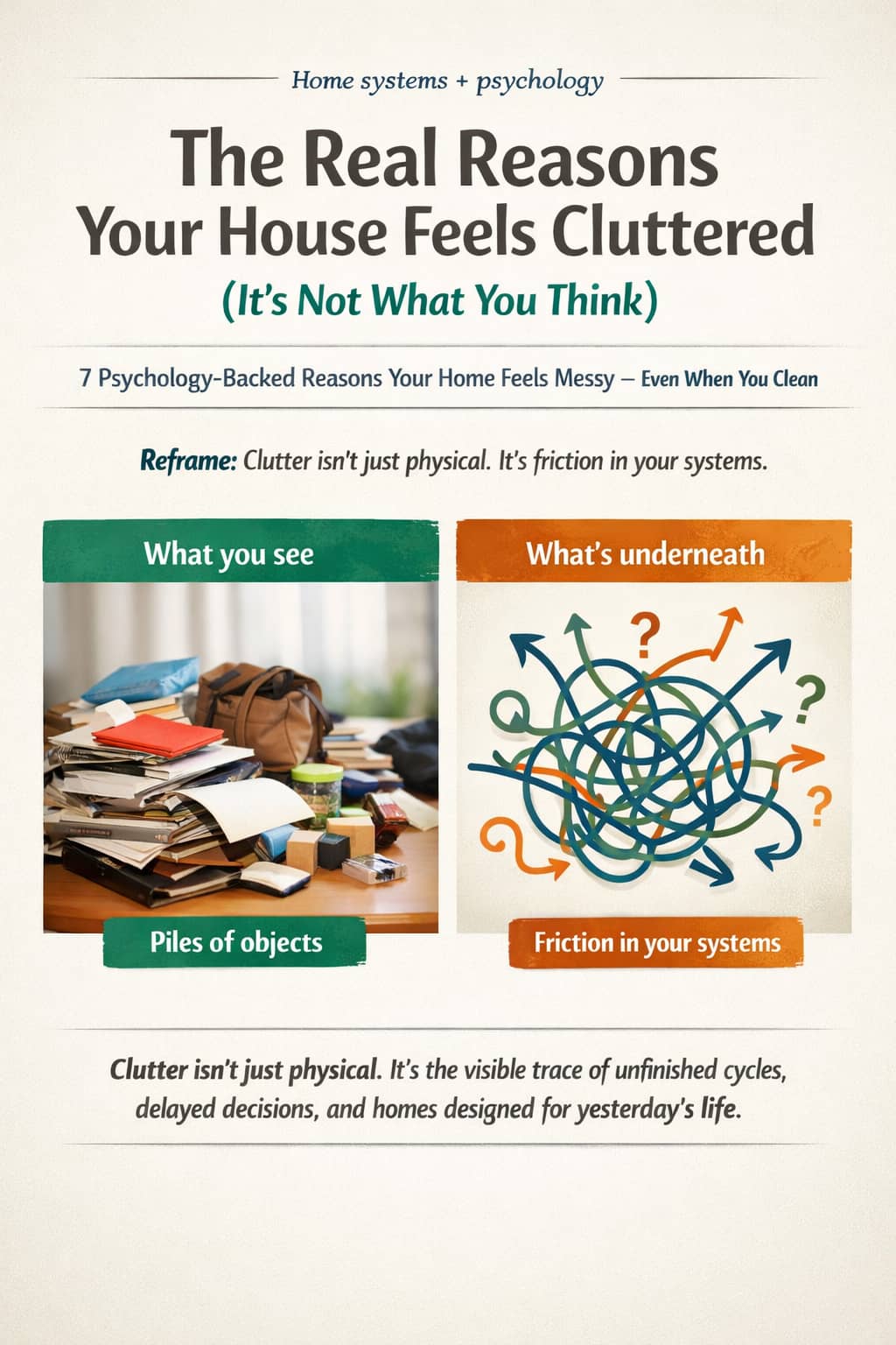 A small pile of everyday items gathered on a table: papers, bags, and mixed objects.